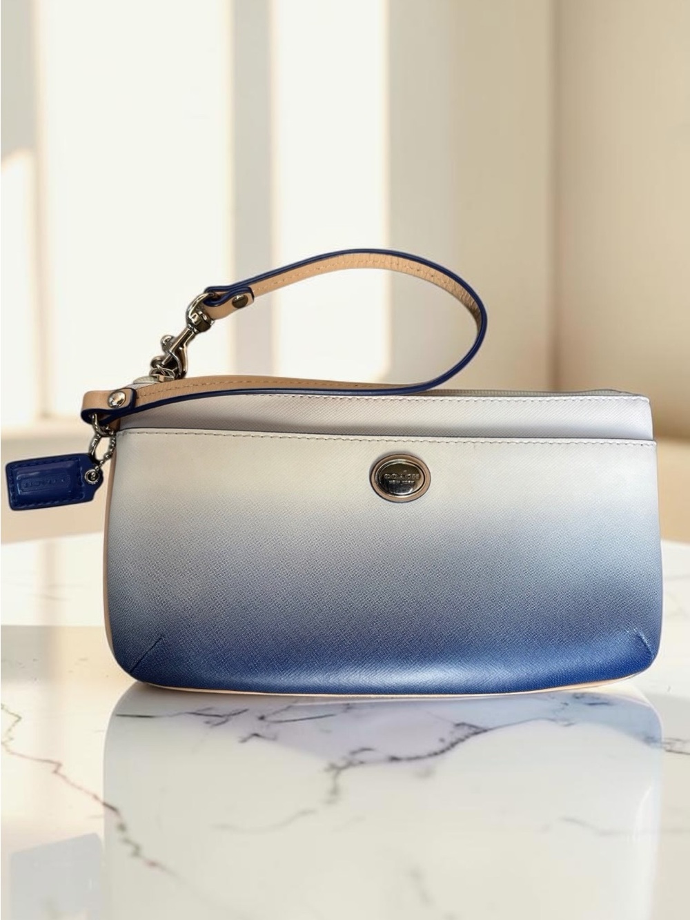 ✨ Coach Peyton Ombré Blue Gradient Leather Long Wristlet ✨